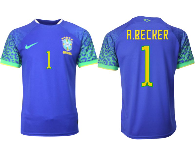 Men 2022 World Cup National Team Brazil away aaa version blue #1 Soccer Jersey